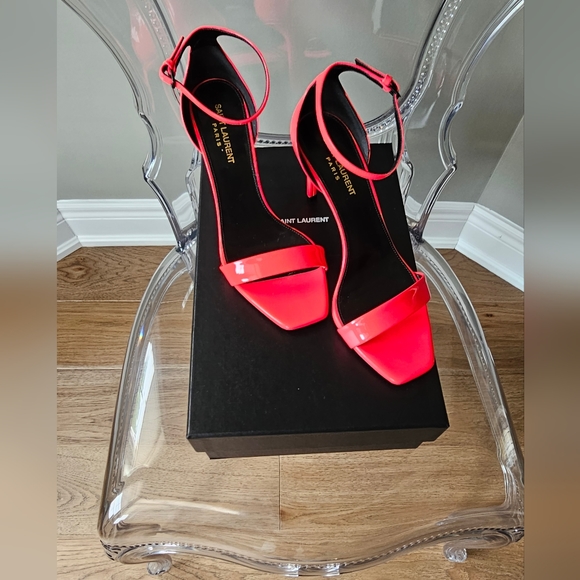 Saint Laurent (Womens) Amber Neon Pink Sandal - size 9 - Picture 4 of 4